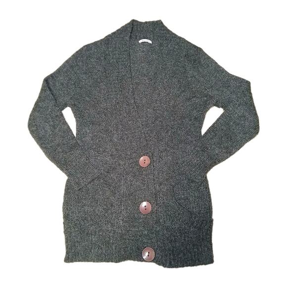 Adilisk Gray Mohair Blend Longline Cardigan Sweater Women’s M Button Front Lagom - Picture 1 of 10